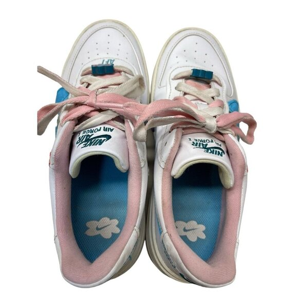 NIKE AIR FORCE AF1 PLATFORM WHITE / BLUE / PINK SNEAKERS DZ5197-100 Women’s 6.5 - Picture 10 of 12